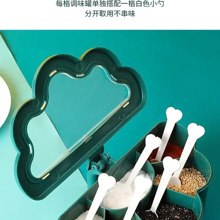 Kitchen Combination Integrated Seasoning Box Creative Multi-grid Salt Jar Seasoning Jar Plastic Household Seasoning Box
