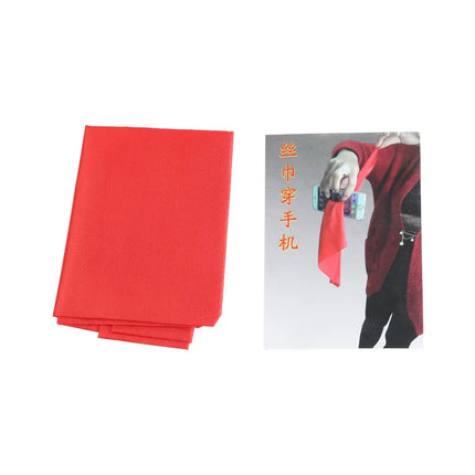 Funny Silk For Magicians Scarf Through The Phone Close-up Magic Prop Trick Toys Stage Tools