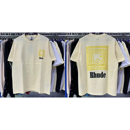 26SS New American Style Rhude T-Shirt High Street Hip Hop Fashion Men's Women's Trendy Short Sleeve Stock