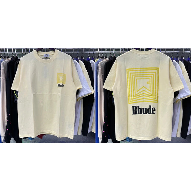 26SS New American Style Rhude T-Shirt High Street Hip Hop Fashion Men's Women's Trendy Short Sleeve Stock