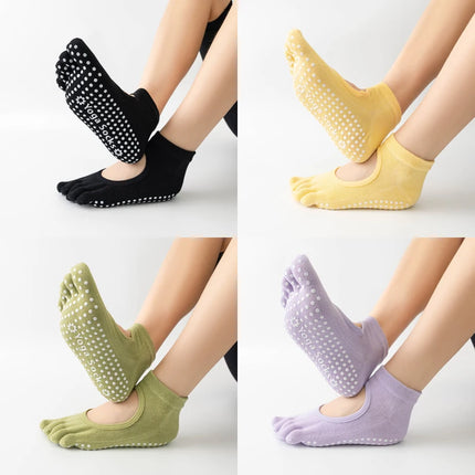Women Five Toes Backless Yoga Socks Cotton Anti-Slip Indoor Fitness   Pilates Socks Ladies Ballet Dance Sports Socks Slipper