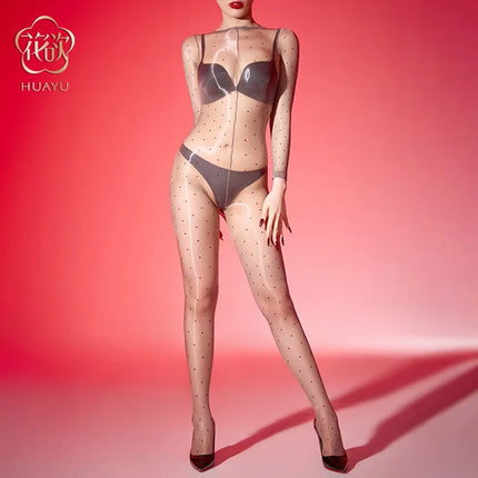 Oil Shiny Pantyhose Bodysuits Women Sexy 1D Ultra Thin Stockings Jumpsuits Erotic Lingerie Bodystockings Lady Glossy Catsuits