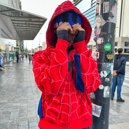 Y2k Retro Gothic America Spider Foaming 3d Print Hoodies Fashion Oversized Loose Full Zipper Hoodie Men Jacket Street Sweatshirt