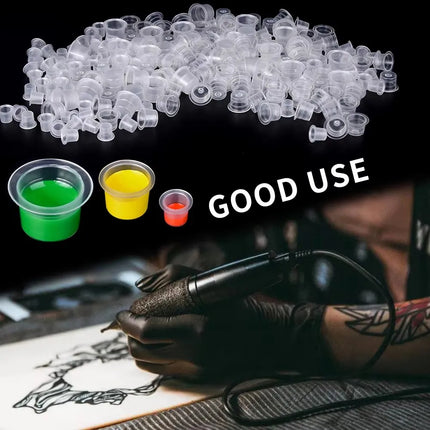 LASTJUDG 1000Pcs High-quality Tattoo Ink Cups Disposable Plastic Pigment Clear Permanent Makeup Tattoo Accessory Tattoo Ink