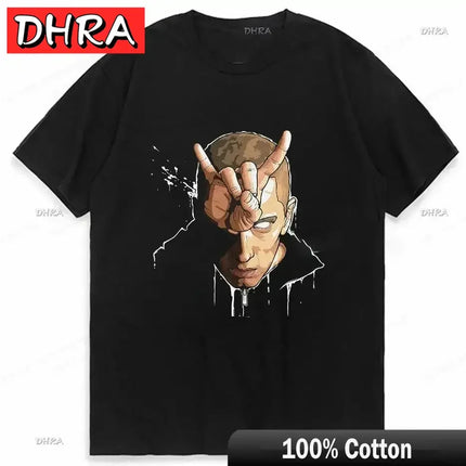 Summer Rapper Eminem Graphic Printed Tshirt Men Retro Cotton Hip-hop Fashion Casual T-shirt Women Cool Music Style Tops Clothing