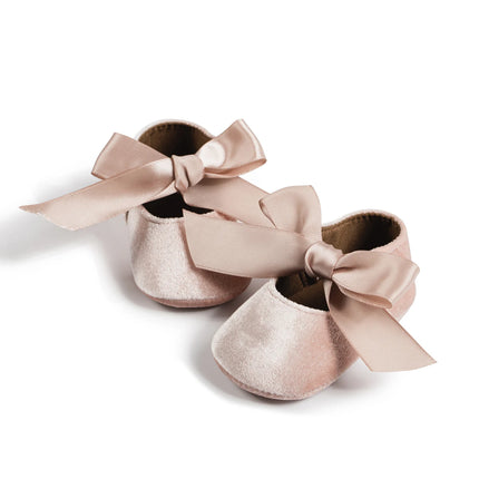 Newborn Baby Girls Dress Shoes Bowknot Ribbon Princess Infant Toddler Rubber Non-slip Flat First Walkers Crib Shoes Mary Jane