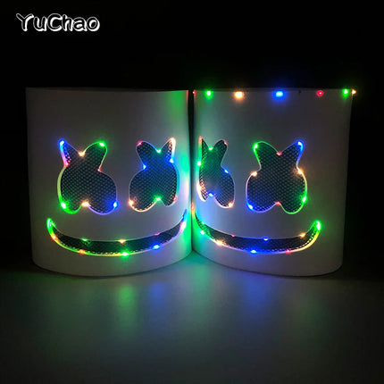 Hot sale Luminous Head Cover luminous DJ Marshmello mask Glowing Cosplay Headgear for Neon Night Club Music Rave Props