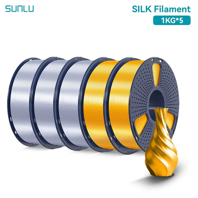 SUNLU 5KG 3D Printer Shiny Silk PLA Filament 1.75mm 1000g 3D Printer Neatly Wound 3D Filament for 3D Printer& 3D Pen
