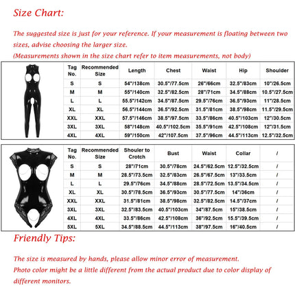 Sexy Patent Leather Bodysuit Women Crotchless Footed Jumpsuit Open Crotch Cupless Open Bust Erotic Leotard Costume Latex Catsuit