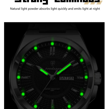 POEDAGAR Trendy Sport Men's Wristwatch Waterproof Luminous Date Week Business Fashion Men's Quartz Watches Leather Men's Watch Reloj