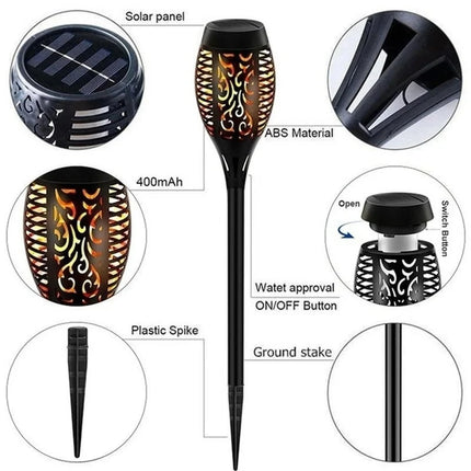 1-12PCS 12LED Solar Flame Torch Light Flickering Light Waterproof Garden Decoration Outdoor Lawn Path Yard Patio Floor Lamp
