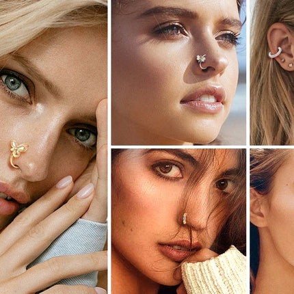 Drperfect 1Pc 20G Nose Rings Hoop for Women Men Surgical Stainless Steel Dangle Nose Ring Cartilage Earring Piercing Jewelry