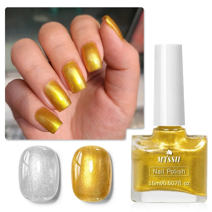 2Pcs/Set 15ml Red Brown Glass Bottle Gel Nail Polish Set NoWipe Top Soak Off UV LED Nail Lacquer Glitter Color Art Nail Polish
