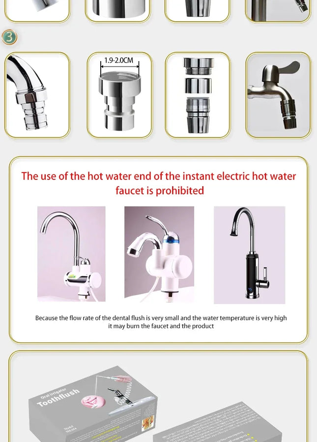 Water Dental Flosser Faucet Oral Irrigator Floss Dental Irrigator Dental Pick Oral Irrigation Teeth Cleaning Machine