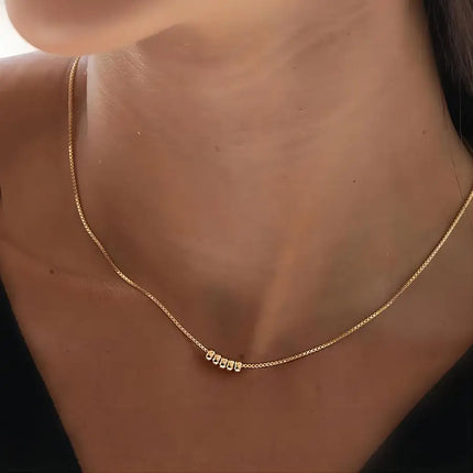Mini Ring Pendant Gold simple snake bone necklace 5 circles 14K Gold Plated high quality brass women jewelry gift