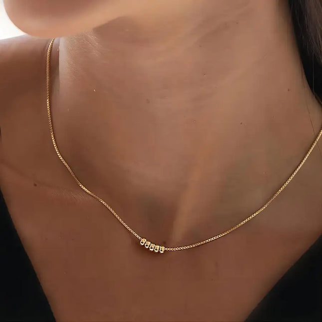 Mini Ring Pendant Gold simple snake bone necklace 5 circles 14K Gold Plated high quality brass women jewelry gift