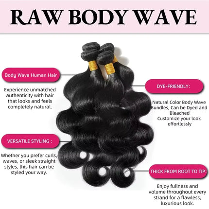 Body Wave Bundles Human Hair 1/3/4 Bundles Human Hair Natural Black Color Brazilian Virgin Weave Bundles Hair Extensions