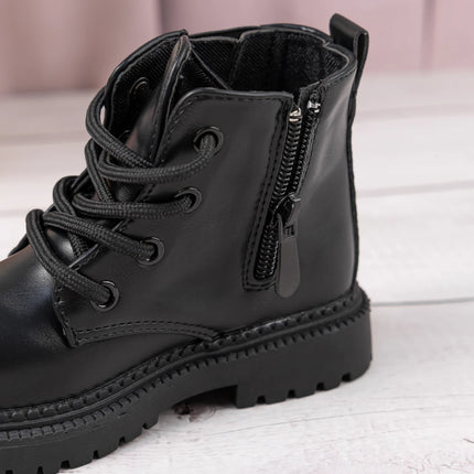 Autumn and Winter Children's Shoes Waterproof PU Leather Children's Boots Fashion Toddler Lace-up Zip High Boots Boys Girls