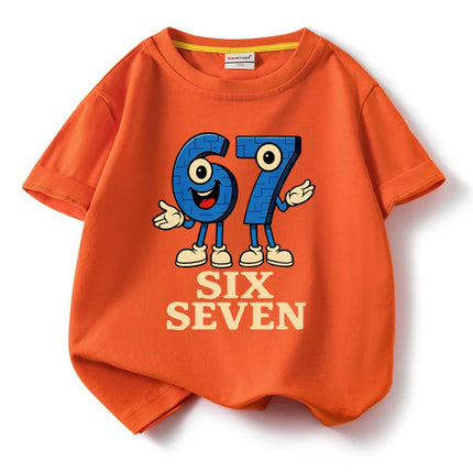Kids Short Sleeve Tee T-shirt 67 Six Seven Funny Number Boys Girls Cotton Tops Sleeveless Girl T-shirt Summer Kids Clothing