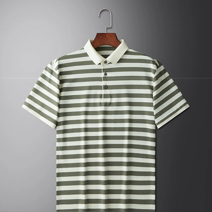 Summer Men's Short Sleeve Striped Polo Shirts Korean Fashion Casual Lapel Tee Shirt Man 2025 Golf Wear New Youth Polos Homme