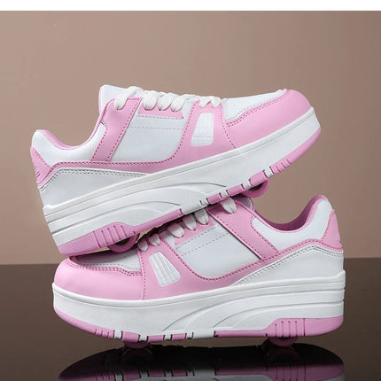 Four wheel roller shoes Boys girls walking shoes Casual outdoor sports slide and shrink school students pulleys shoes sneakers