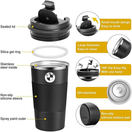 NEW Stainless Steel Coffee Thermos Mug Car Vacuum Flask Travel Thermal Cup For BMW X1 X3 X4 X5 X6 X7 F10 F20 F30 G20 G30 E46 E60