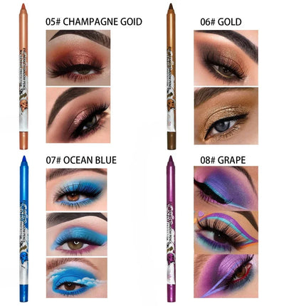 Quick-dry Eyeliner Pencil Colorful Long-lasting Eye Liner Pen Waterproof No Blooming Blue Pink Black Cosmetics Tools