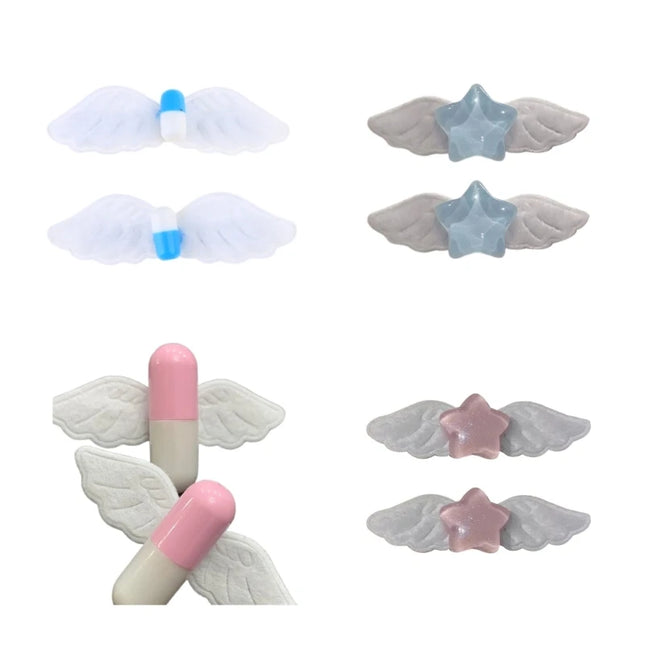 2pcs Cute Hairpins Sweet Hair Barrettes Y2K Pill Star Wings Hair Side Clip