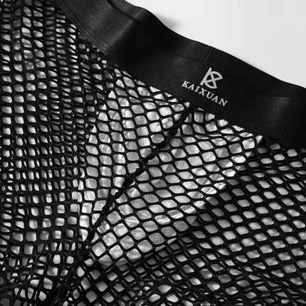 Sexy Fishnet Boxer Shorts for Men See through Transparent Underwear Panties Comfortable Nightwear Boxershorts Underpants