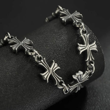 Punk Chain With Cross Necklace For Man Woman Hiphop Crosses Trend Jewelry Premium Clavicle Chain Gothic Bracelet Y2K Accessories