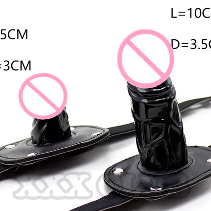 Thierry Leather Harness Penis Gag During Sexual Bondage ,Roleplay and Adult Erotic Play for Couples,Dildo Gag Sex Toys for Games