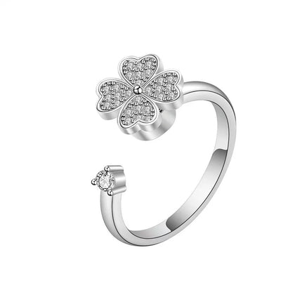 VENTFILLE 925 Sterling Silver Moon And Stars Zircon Rotatable Ring For Women Gift Diamond Relieve Stress Ring Jewelry Wholesale