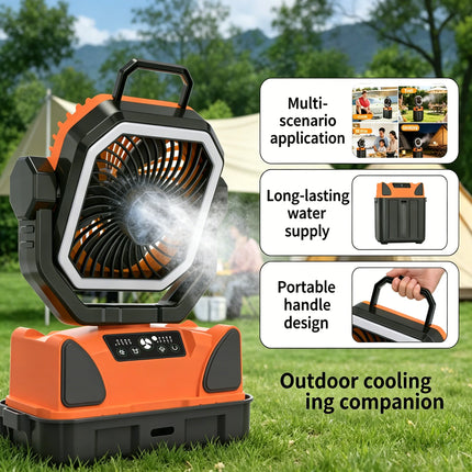 30000mAh Spray Camping Fan with Remote Control and 38H Max Runtime – Outdoor 6L Water Tank 4Nozzle Mist Spray Fan for Fishing