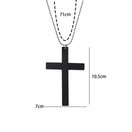 New Gothic Cool Y2K Wood Cross Pendants Necklaces Unisex Black White Red Hip Hop Charm Chain Choker Necklace Fashion Jewelry