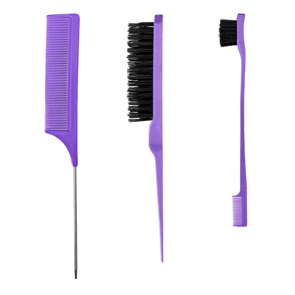 3pcs styling comb set with triple tear hair brush mouse tail comb edge brush,salon hair styling tool Special for real hair wigs