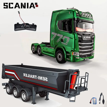 2026 New Huina 1501 1509 Scania 770S Full Scale RC Large Truck Trailer Flat Dump Bucket Model Electric Truck Toy High end Gift