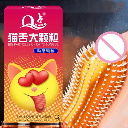 12pcs 9D G-spot Stimulation Condoms with Super Big Spikes Dots, Men's Delayed Ejaculation Penis Sleeve, Adult Sex Toys for Men