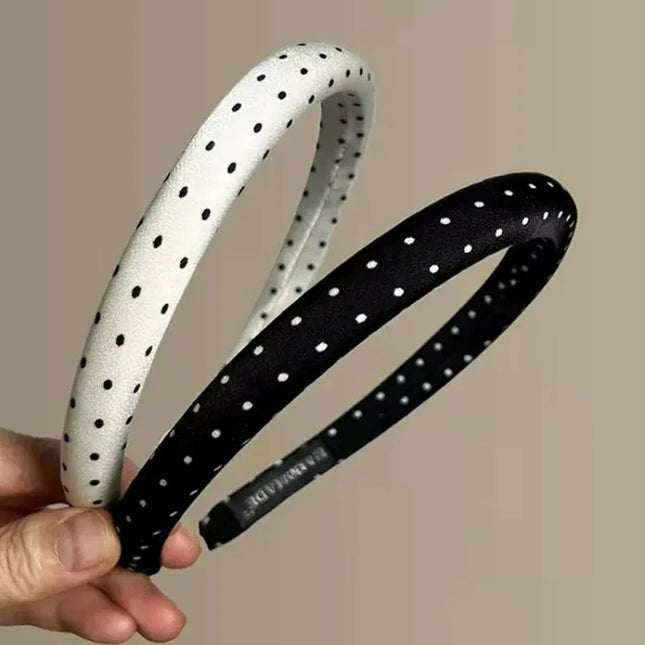 New Simple Elegant Black White Polka Dot Headbands Korean Style Women Classic Narrow-Edge Sponge Versatile Hair Hoops Head Band