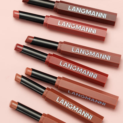 Peach Nude Velvet Matte Lipstick 12 Color Waterproof Lipstick Pencil Long-Lasting Highly-Pigment Rose Wood Lip Stain Tint Makeup