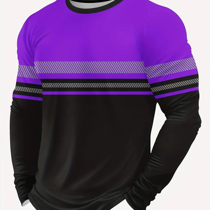 Men's 3D Printed New Secure Logo Color Blocking Design Long-Sleeved T-Shir Fashion Spring Daily Casual Work Wear Men's T-Shirts