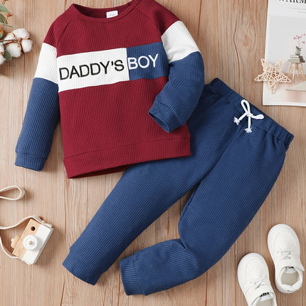 Winter Newborn Infant Baby Boy Long Sleeve Knitted    Soft  Waffle  Letter Casual Fashion Baby Clothing
