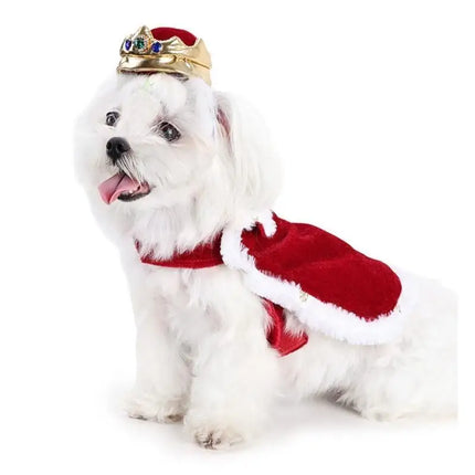 652F Popular Dog Apparel Set Cloaks and Crown Hat Set Pet Costume For Various Breeds