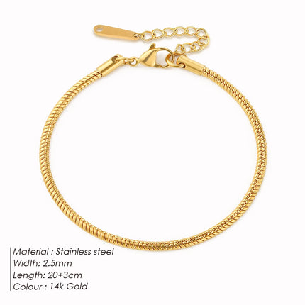 eManco Round Snake Chain Anklet For Women Stainless Steel Chain Anklet Summer Essential Jewelry Accessories