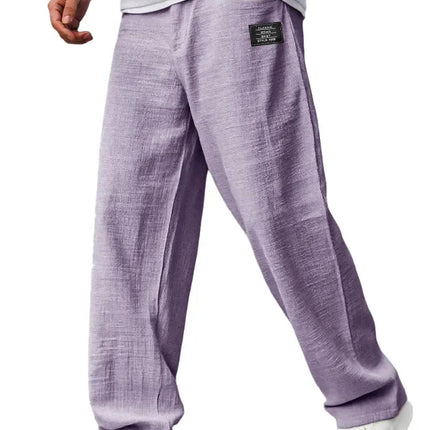 New Men's Beach Pants - Daily Versatile Outdoor Leisure Fitness Simple Cotton Hemp Texture Loose Long Pants for Spring and Summe
