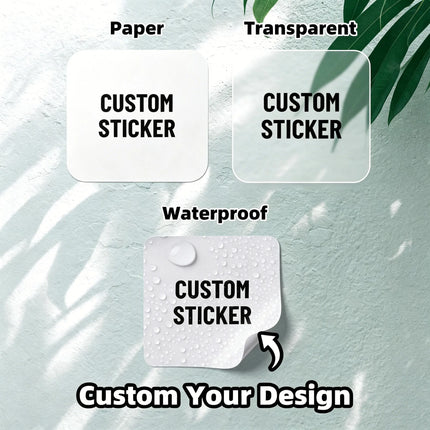Custom Square Stickers Personalized Logo Text Image Paper Waterproof Transparent Customized Small Vinyl Decals Labels