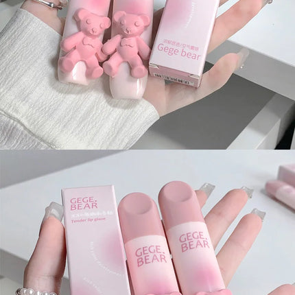 6 Color Girl's Velvet Matte Lipstick Blush Waterproof Long Lasting Cute Bear Lipgloss Non-Stick Cup Makeup Lip Tint Mud Cosmetic