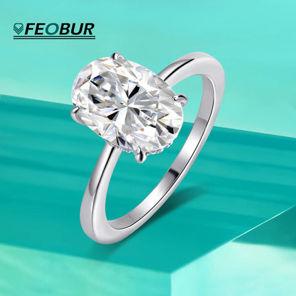 Certified 4.5CT Oval All Moissanite Engagement Rings for Women 925 Sterling Silver Sparkling Lab Diamond Wedding Ring Jewelry