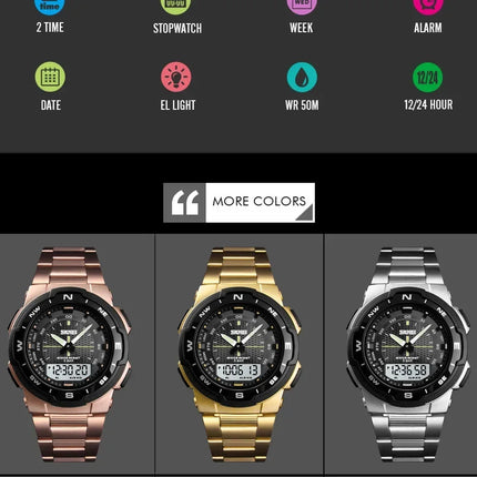 SKMEI 1370 Luxury Full Steel Business Waterproof Watch Relogio Masculino Watch Men Fashion Sport Quartz Clock Mens Watches