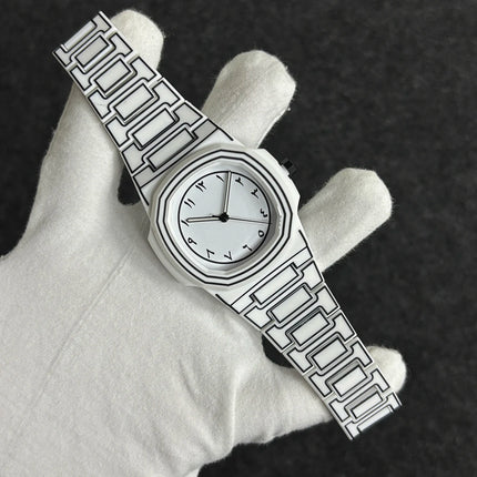Top-quality luxurious men's sketch quartz watch with Arabic numeral display in 3D comic style