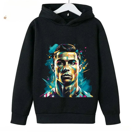 Spring Autumn Casual Children's Hoodie Sports Sweatshirt for Boys and Girls Ronaldo Printed 2-14 Years Fashion Kids Pullover Top